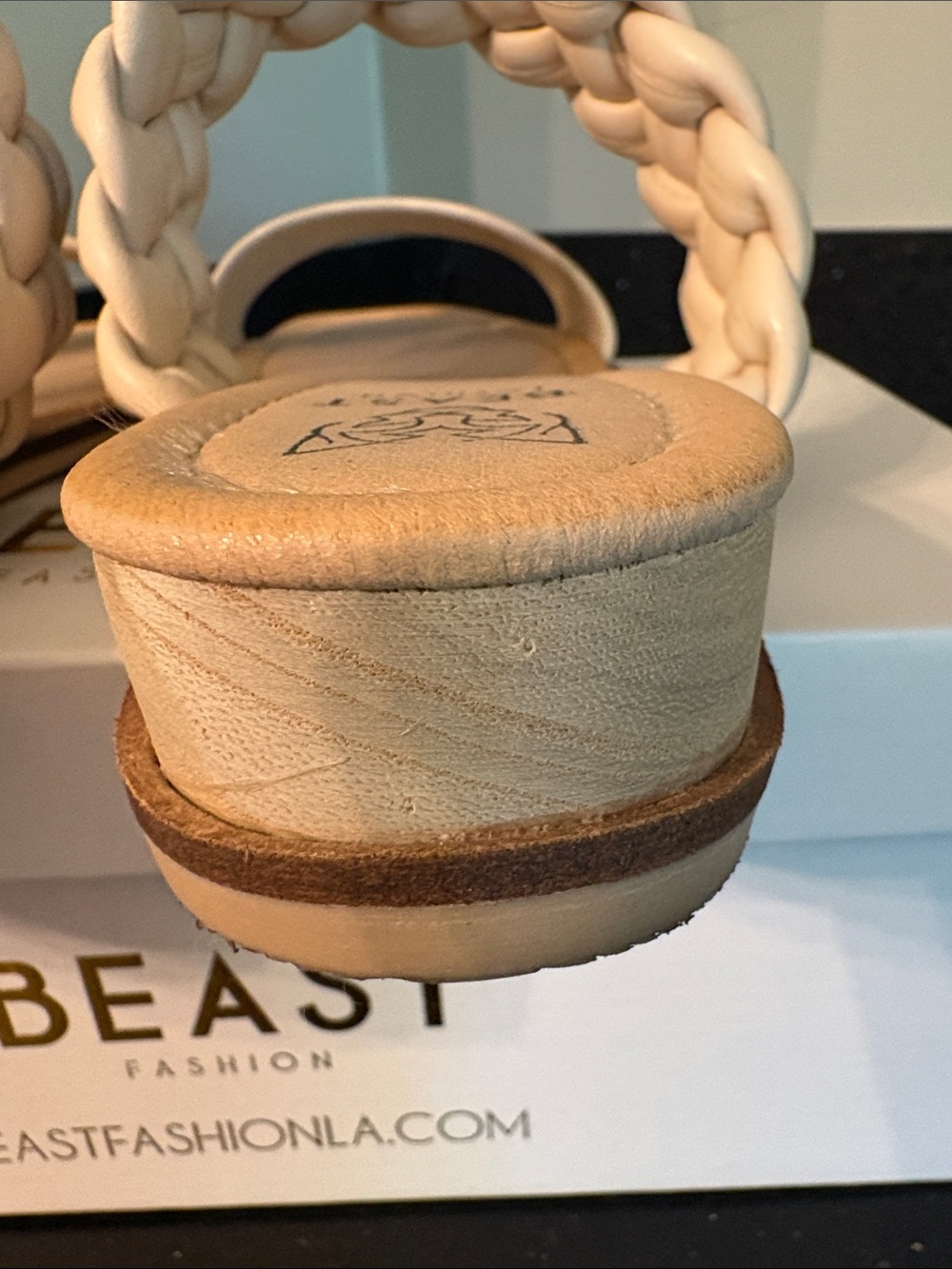 Beast Fashion Braided & Smooth Strap Slide Sandals Cream BOHO Beach Vacation - Picture 5 of 16
